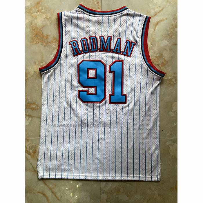 Camiseta Chicago Bulls Dennis Rodman NO 91 Mitchell & Ness 1996-97 Blanco
